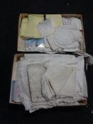 Two boxes of twentieth century table linens