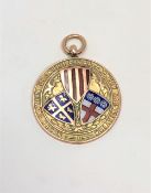 A 9ct gold enamelled North East Counties Cross-Country Association medal CONDITION