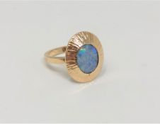 A 9ct gold opal ring, size N CONDITION REPORT: 4.