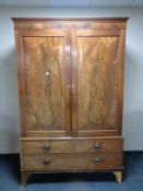 A Regency inlaid mahogany linen press (trays removed and converted to hanging space)