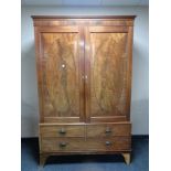 A Regency inlaid mahogany linen press (trays removed and converted to hanging space)