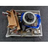 A large plastic tray of electrical motor and component parts