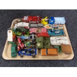 A tray of playworn Dinky vehicles, Fab 1, Joe's car,