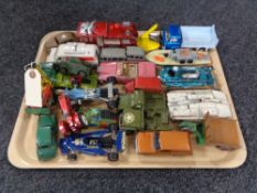 A tray of playworn Dinky vehicles, Fab 1, Joe's car,