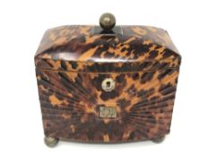 A Regency tortoiseshell tea caddy, circa 1820,