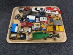A tray of playworn Corgi vehicles, Lunar Bug, 007 Lotus Esprit,