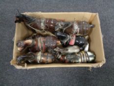 A box of china shire horse figures