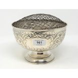 An embossed silver rose bowl, marks rubbed, height 14cm CONDITION REPORT: 368.5g.