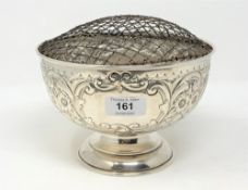 An embossed silver rose bowl, marks rubbed, height 14cm CONDITION REPORT: 368.5g.