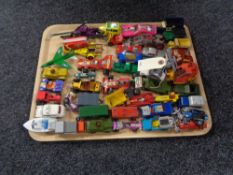 A tray of playworn diecast vehicles - Corgi Major excavator,