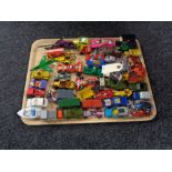 A tray of playworn diecast vehicles - Corgi Major excavator,