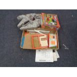 A boxed vintage my first home dolls house together with a swing ball soccer game and plastic