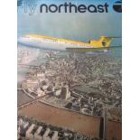 A box of rolled posters relating to air travel,