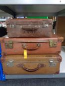 Three vintage luggage cases