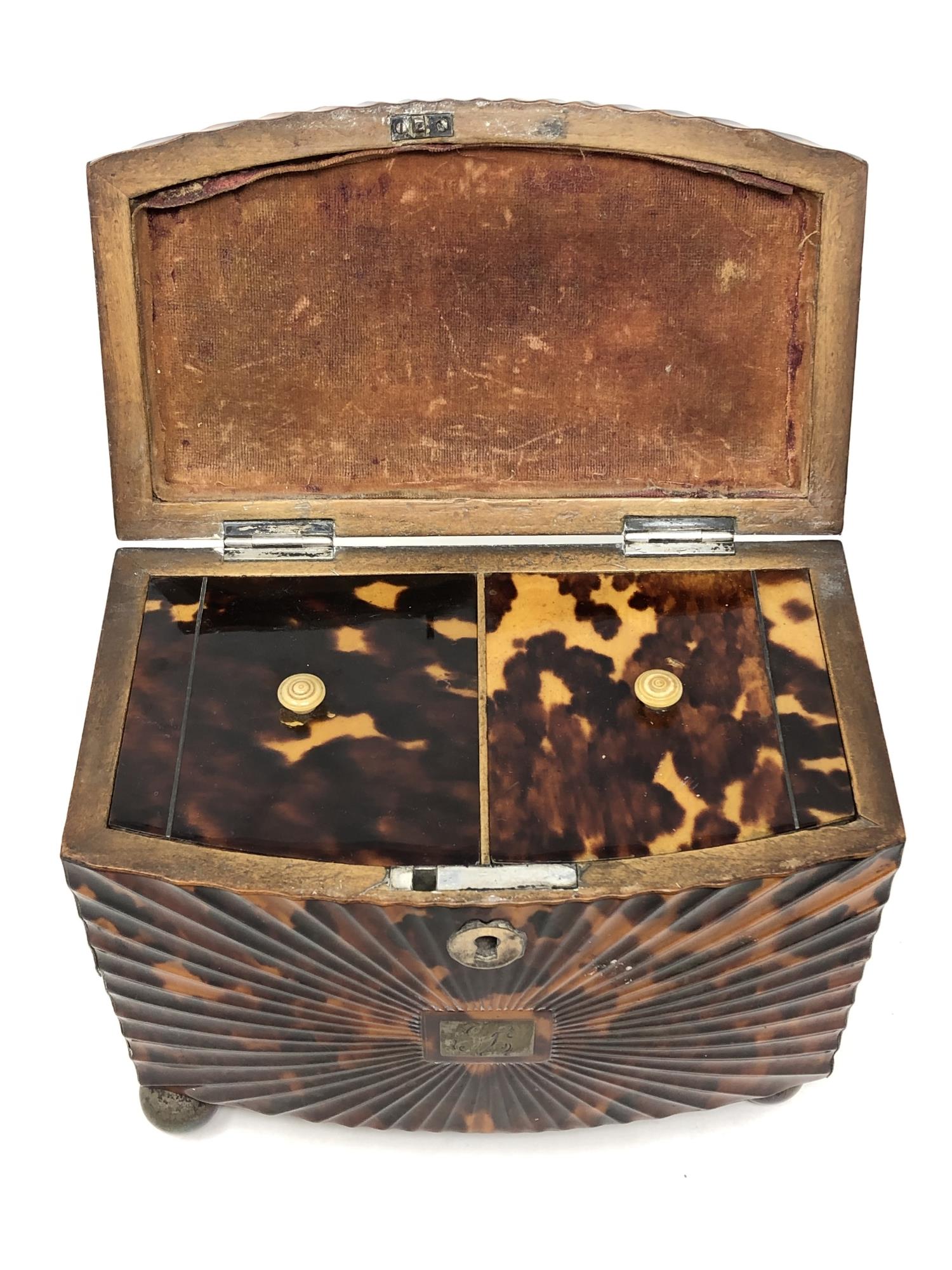 A Regency tortoiseshell tea caddy, circa 1820, - Image 5 of 6