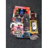 A tray of boxed die cast vehicle - racing cars, touring cars,