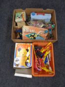 A box of 20th century toys - dolls, Chad Valley Sootie,