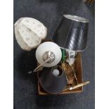 A box of table lamps,