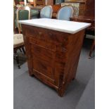 A pine marble topped cabinet fitted a drawer