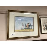 Gordon Simpson : Break water, watercolour, signed, 24 cm x 18 cm.