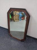 An octagonal Edwardian bevelled mirror