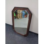 An octagonal Edwardian bevelled mirror