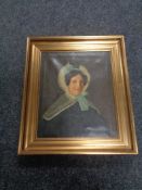 A 20th century continental school gilt framed oil on canvas - portrait of a lady