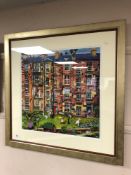 After Hain : suburban scene, colour print, 51 cm x 51 cm, framed.