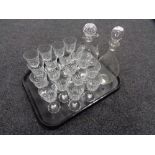 A tray of set of eighteen wine glasses,