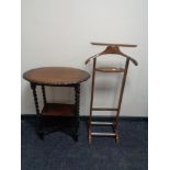 An Edwardian occasional table and a valet stand