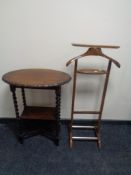 An Edwardian occasional table and a valet stand