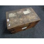 An early twentieth century metal bound shipping crate