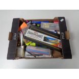 A box of assorted stationery.