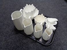 A tray of Coalport country ware fruit bowl, vases, milk jug on stand,