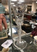 An eighteenth century wine glass with helix air twist stem CONDITION REPORT: Small
