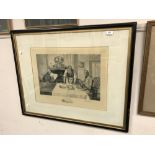 A monochrome Dendy Sadler print signed in pencil,