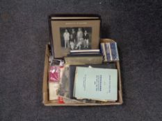 A box of paper ephemera, Jesmond Lawn tennis photographs,