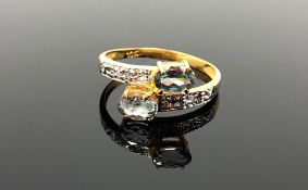 A 10ct gold mystic topaz ring, size O1/2.