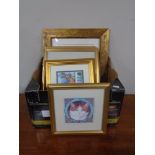 A box of gilt framed pictures