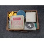 A vintage leather case of film reels