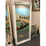 A 5' x 2' white traditional style mirror