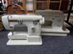 A New Home sewing machine and a Elna sewing machine (no foot pedals)