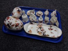 A tray of fourteen pieces of Coalport Hong Kong china including miniature tea set