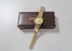 A gent's gold plated Longines manual wind wristwatch with box CONDITION REPORT: