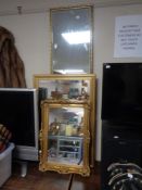 Three gilt framed mirrors