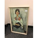 A mid 20th century colour print, after Modigliani "gypsy woman with baby",