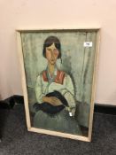 A mid 20th century colour print, after Modigliani "gypsy woman with baby",