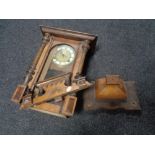 An Edwardian eight day wall clock with brass and enamelled dial (a/f)