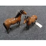 A Beswick china figure : Dartmoor Pony, model number 1642, bay, gloss, height 16 cm,