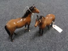 A Beswick china figure : Dartmoor Pony, model number 1642, bay, gloss, height 16 cm,